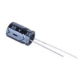 capacitor electrolitico radial en aluminio de 220 µfd 35 vcc 105 °c 10 x 125 mm