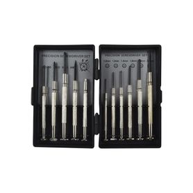 juego de 11 minidesarmadores de precisión 6planos 3phillips 1punzón y 1magneto almacenados en estuche de plástico165001