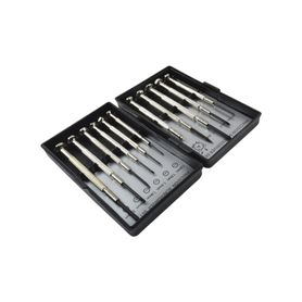 juego de 11 minidesarmadores de precisión 6planos 3phillips 1punzón y 1magneto almacenados en estuche de plástico165001
