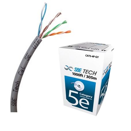 Sbetech Sbeutpc5ecugy  Cable Utp Cat5e/ Caja De 305 Metros/ 100 Cobre/ Color Gris/ 4 Pares/ 24 Awg/ Utp