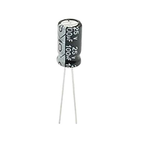 capacitor electrolitico de aluminio radial de 100 µfd 25 vcc 105 °c 63 x 11 mm