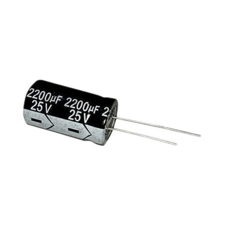 Capacitor Electrolitico En Aluminio Radial De 2200 Μfd 25 Vcc 105 °c 13 X 25 Mm.