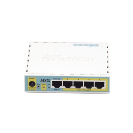(hex Poe Lite) Routerboard 5 Puertos Fast Ethernet 4 Con Poe Pasivo 1 Puerto Usb