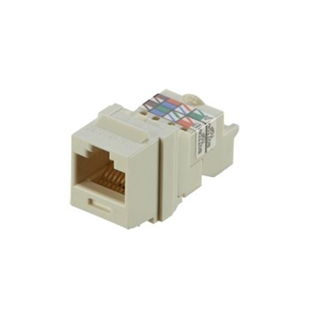 conector jack estilo tp tipo keystone categoria 6 de 8 posiciones y 8 cables color blanco mate