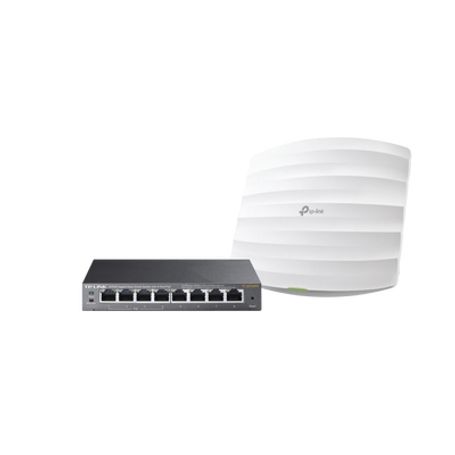 kit de access point eap245 y switch poe tlsg108pe doble banda ac hasta 1750 mbps 1 puerto gigabit