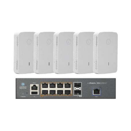 starter kit wifi empresarial de 5 access point ple425 y 1 switch poe ex2010p