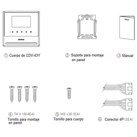 Commax Cdv43y  Monitor Para Video Portero Commax De 4.3 Pulgadas Soporta 2 Frentes De Calle Y Auricular 29041/ Conexión A 4 Hilo