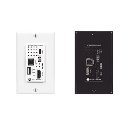 placa de pared con switcher y transmisor hdbaset con entradas hdmi y usbc con concentrador usb para integración de av209294