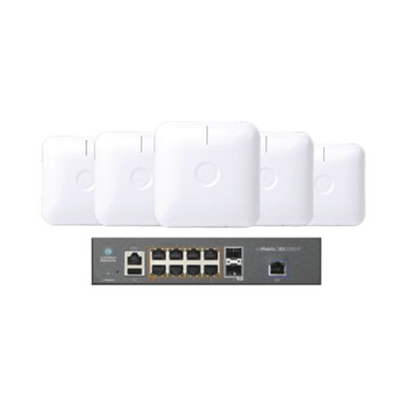 starter kit wifi empresarial de 5 access point ple410 y 1 switch poe ex2010p