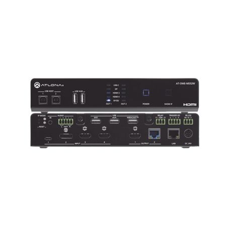omega 5x2 4kuhd multiformat matrix switcher with wireless casting hdmi usbc display port and usb pass through over hdbaset for 