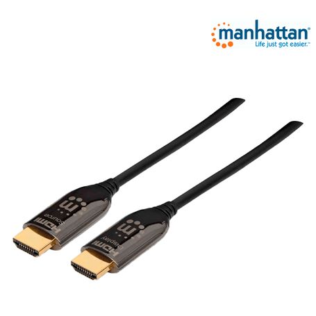 Manhattan 355445  Cable Hdmi Optico Activo Plenum De 50 Metros/ Resolución 4k60hz/ Soporta 3d Y Canal Ethernet/ Hdmi Macho A Mac