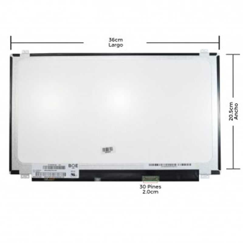 Pantalla para Laptop Battery First BF156017 de 15.6 LED WXGA (1366X768)HD Slim Conector Derecho 30P GLOSSY TL1 
