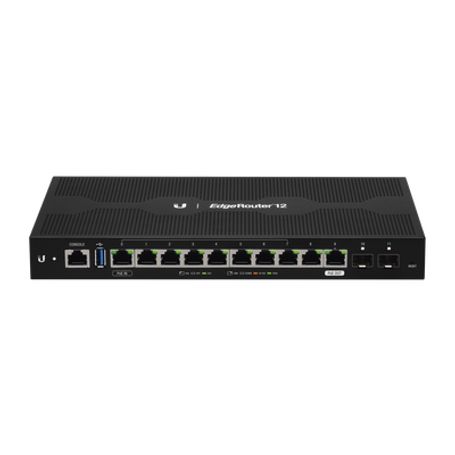 Edgerouter 12 Con 10 Puertos 10/100/1000 Mbps  2 Puertos Sfp Con Funciones Avanzadas De Ruteo