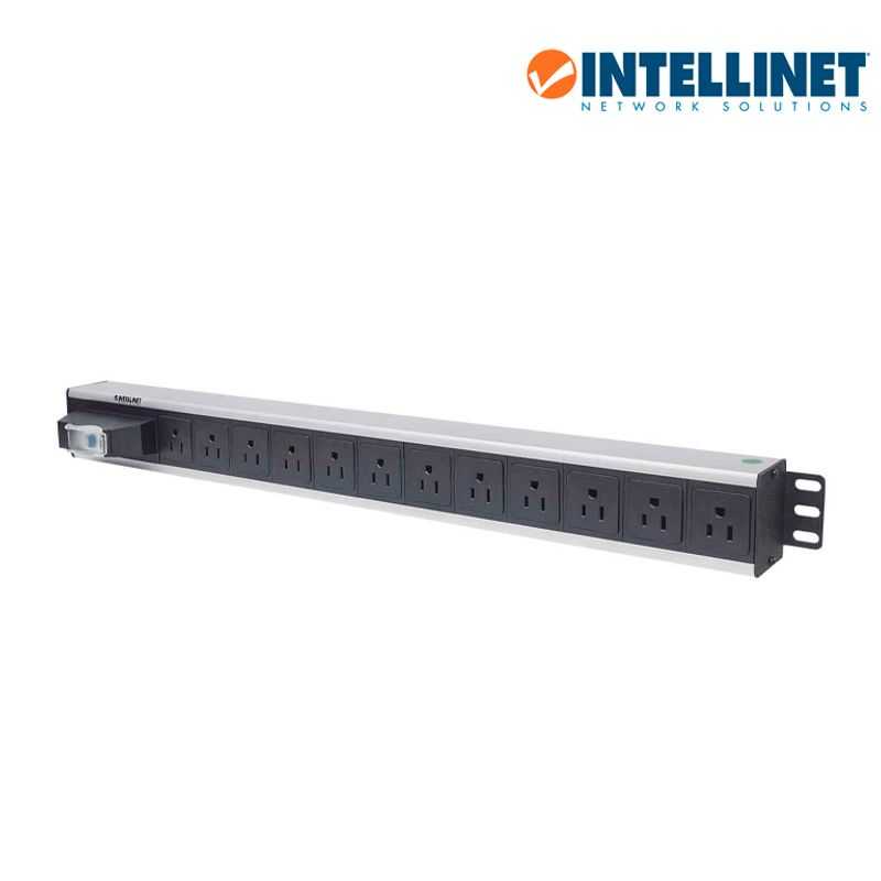 Intellinet 713955 Barra Pdu / 12 Cont. / Gabinetes Y Racks / Vertical / Interruptor Doble / Conta Cortos Circuitos