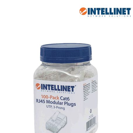 Intellinet 503006  Plug Rj45 Cat6 Solido Utp / Bote 100 Piezas / Oro 15micras 