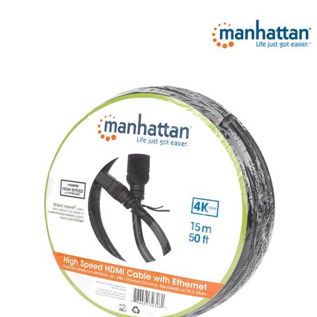 Manhattan 323260  Cable Hdmi De Alta Velocidad De 15 Metros / Resolución 4k30hz/ Soprota 3d Y Canal De Ethernet De 100 Mbps/ Hdm