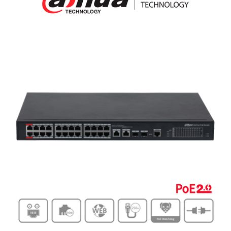 Dahua Dhpfs422624et240   Switch  Poe Administrable De 26 Puertos Ethernet/ 24 Puertos Poe/ 240 Watts Totales/ Interfaz Web/ Puer