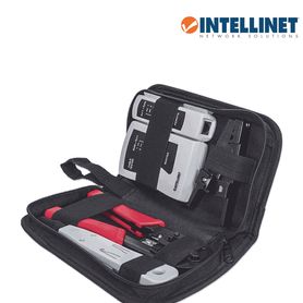 intellinet 780070 kit de herramientas para red con 4 piezas compuesto por probador de cable utp ponchadora pinza crimpadora y p