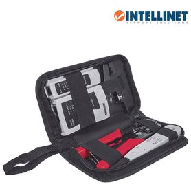 intellinet 780070 kit de herramientas para red con 4 piezas compuesto por probador de cable utp ponchadora pinza crimpadora y p