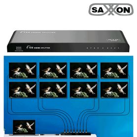 saxxon lkv318hdrv20  divisor de video hdmi  de 1 entrada y 8 salidas soporta resolución ultra hd 4k2k 30 hz distancia  de 10 me