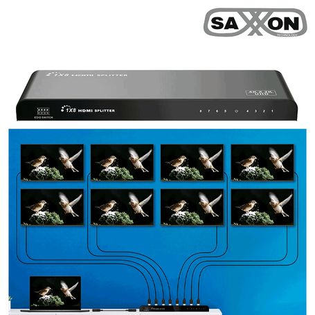 Saxxon Lkv318hdrv2.0  Divisor De Video Hdmi  De 1 Entrada Y 8 Salidas/ Soporta Resolución Ultra Hd 4k2k 30 Hz/ Distancia  De 10 