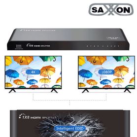 saxxon lkv318hdrv20  divisor de video hdmi  de 1 entrada y 8 salidas soporta resolución ultra hd 4k2k 30 hz distancia  de 10 me