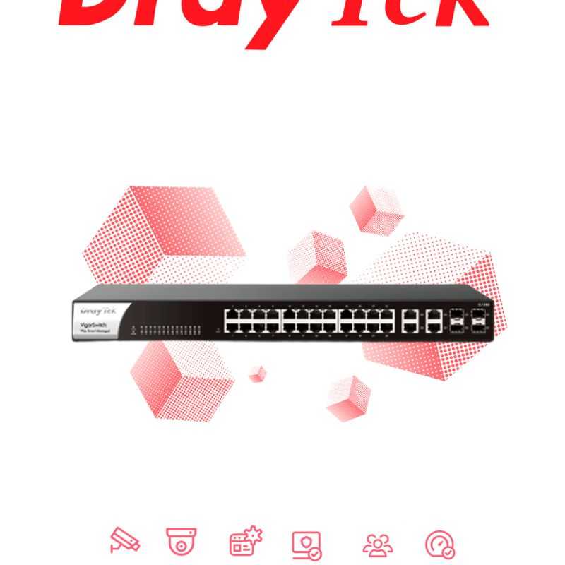 Draytek Vigorswitch G1282  Switch Gigabit Ethernet Administrable Web Smart/ 24 Puertos Gigabit Ethernet/ 4 Puertos Combo Sfp  Rj