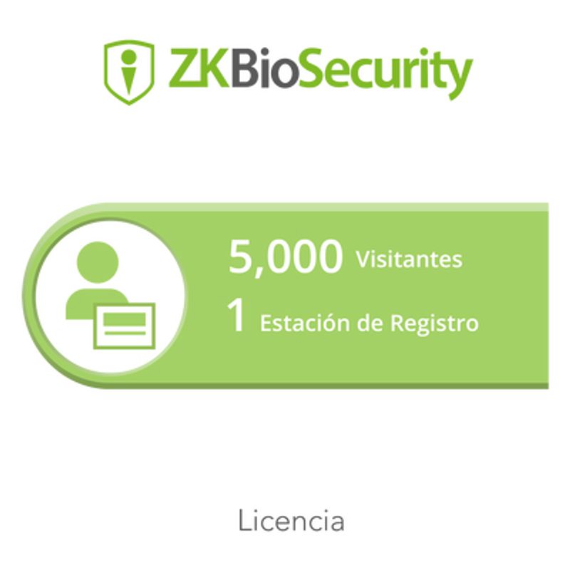 licencia para zkbiosecurity permite la gestion de 5 mil visitantes y 1 estacion de registro