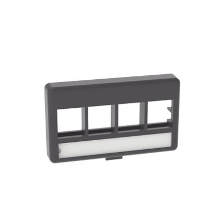 Placa De Mobiliario Modular Estándar Salidas Para 4 Puertos Keystone Color Negro