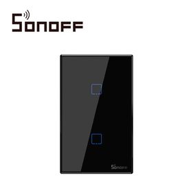 apagador de pared touch onoff sonoff t3us2c color negro smart inalambrico wifi para solucion de smart home con temporizador par
