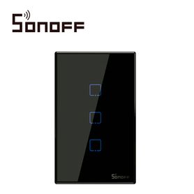 apagador de pared touch onoff sonoff t3us3c color negro smart inalambrico wifi para solucion de smart home con temporizador par
