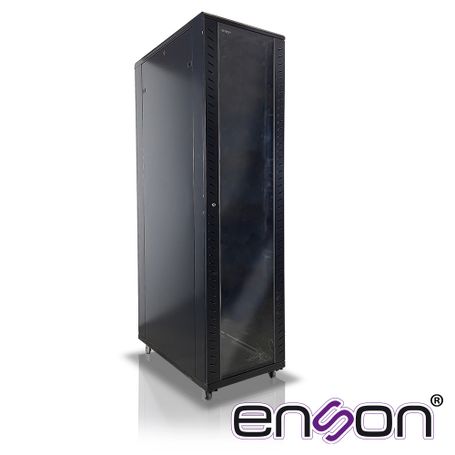 gabinete de piso enson ensrkgb45u4 45ur 600x1000x2105mm puerta cristal con cerradura de seguridad abatible paneles laterales re