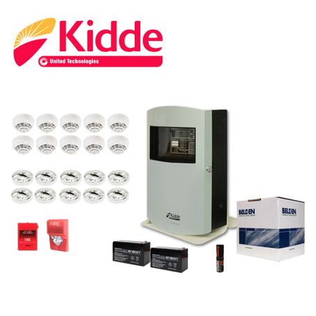 kit kidde basico de deteccion de humo  10 consta de 1 panel inteligente vs1gsp de hasta 64 dispositivos 10 sensores de humo kio