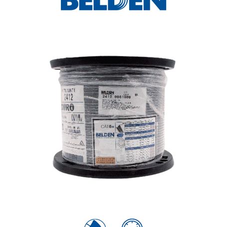 Belden 24120081000  Cable Utp 100 Cobre / Categoria 6 / Ibdn / Gigaflex 2412 Cmr / Color Gris / Bobina De 305  Mts