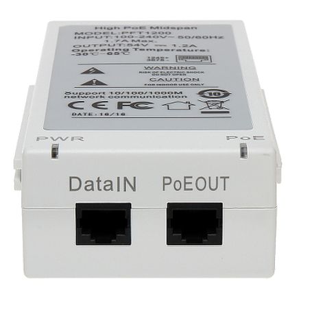 Dahua Pft1200  Inyector Hipoe Midspan Gigabit/ Soporta Poe/poe/ Soporta Hipoe 60 Watts Para Ptz/ Indicadores Led De Status/ Func