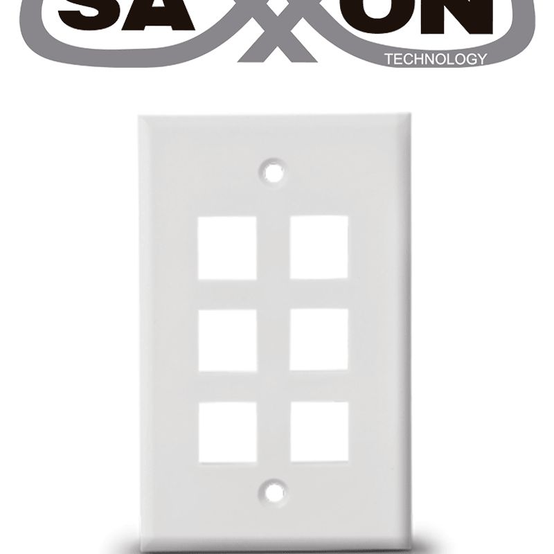 Saxxon A1756a  Placa De Pared / Vertical / 6 Puertos Tipo Keystone / Color Blanco