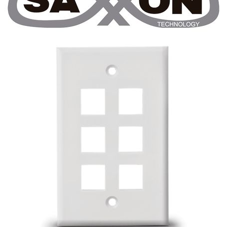 Saxxon A1756a  Placa De Pared / Vertical / 6 Puertos Tipo Keystone / Color Blanco