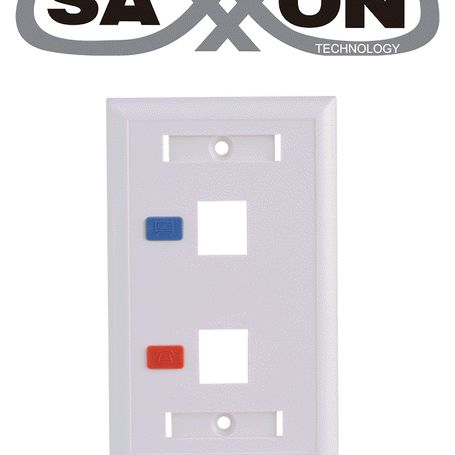 Saxxon A1752e  Placa De Pared / Vertical / 2 Puertos Tipo Keystone / Color Blanco / Con Etiquetas
