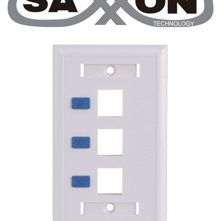 Saxxon A1753e  Placa De Pared / Vertical / 3 Puertos Tipo Keystone / Color Blanco / Con Etiquetas