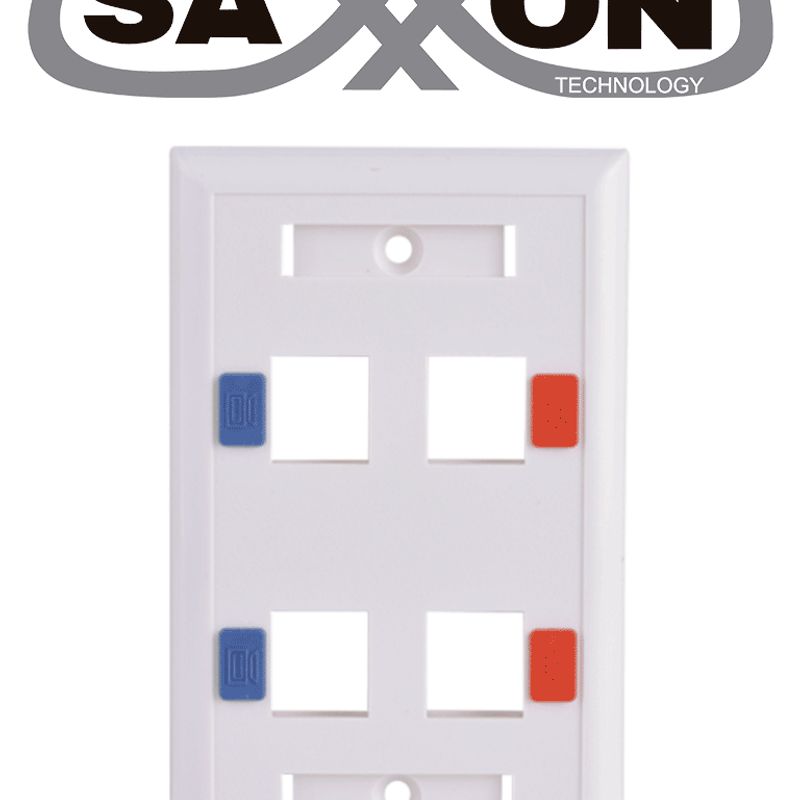 Saxxon A1754e  Placa De Pared / Vertical / 4 Puertos Tipo Keystone / Color Blanco / Con Etiquetas