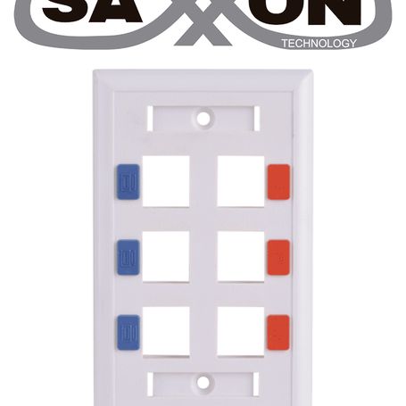Saxxon A1756e  Placa De Pared / Vertical / 6 Puertos Tipo Keystone / Color Blanco / Con Etiquetas