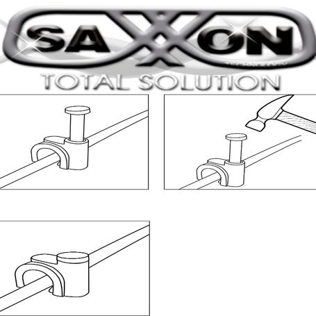 Saxxon Gra955b  Bolsa De 50 Grapas De Pared/ Color Blanco/diametro 6mm / Con Clavo De 3/4 Para Concreto De Alta Resistencia