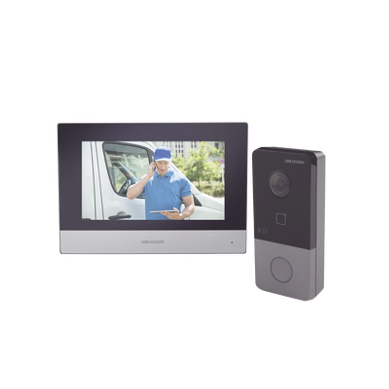 DS-KIS604-P(B) Kit de Videoportero IP WiFi con llamada a App de Smartphone  (HikConnect) Interfaz Web Frente de calle Soporta PoE - Video Portero -  Camaras de Seguridad Y Control de Acceso