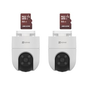 kit de camaras wifi incluye 2 piezas csh8c y 2 piezas hstfe132g  audio de dos vias  detección de movimiento   luz estroboscópic