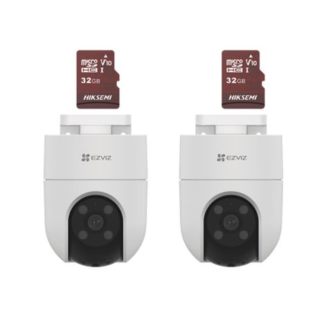 kit de camaras wifi incluye 2 piezas csh8c y 2 piezas hstfe132g  audio de dos vias  detección de movimiento   luz estroboscópic