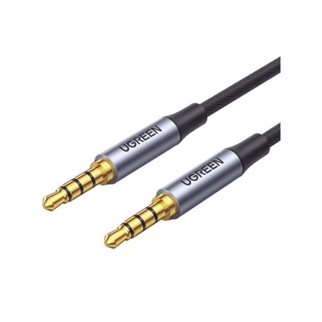 cable auxiliar de 35mm  cable audio estéreo  núcleo de alambre de cobre esmaltado  carcasa de aluminio azul  nylon trenzado   s