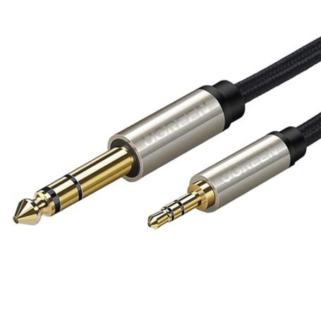 Cable Audio Estéreo 3.5mm (1/8) Trs A 6.35mm (1/4) Ts / 5 Metros / Audio De Hifi / Trenza De Nylon / Blindaje Múltiple / Caja De