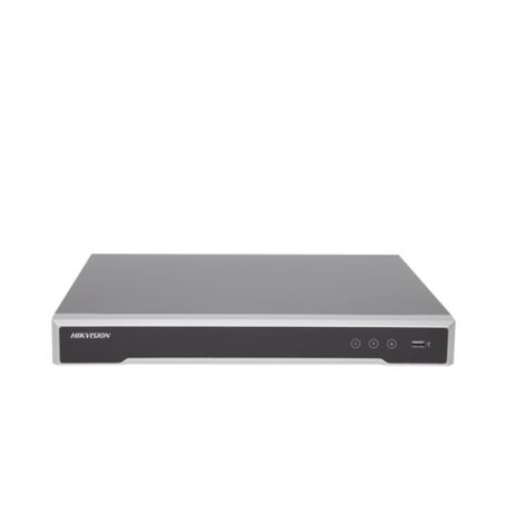 nvr 12 megapixel 4k  16 canales  16 puertos poe  soporta cámaras con acusense  h265  hikconnect  switch poe 300 mts  2 bahias d