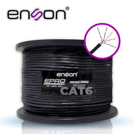 CABLE FTP CAT6 ENSON EPRO-CAT6-OUFTP FORRO PE BLINDADO 4 PARES CALIBRE 23 AWG 100% COBRE USO EXTERIOR BOBINA 1000 PIES 305 METRO