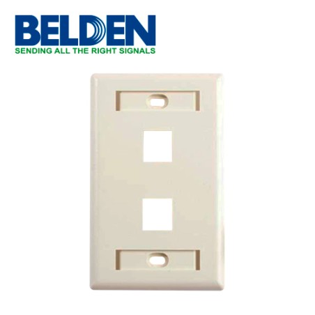 PLACA DE PARED (FACEPLATE) BELDEN AX103923 2 PUERTO COMPATIBLE CON JACKS ESTILO KEYCONNECT UNIVERSAL CAT6A CAT6 CAT5E